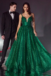 Layered Glitter Ball Gown